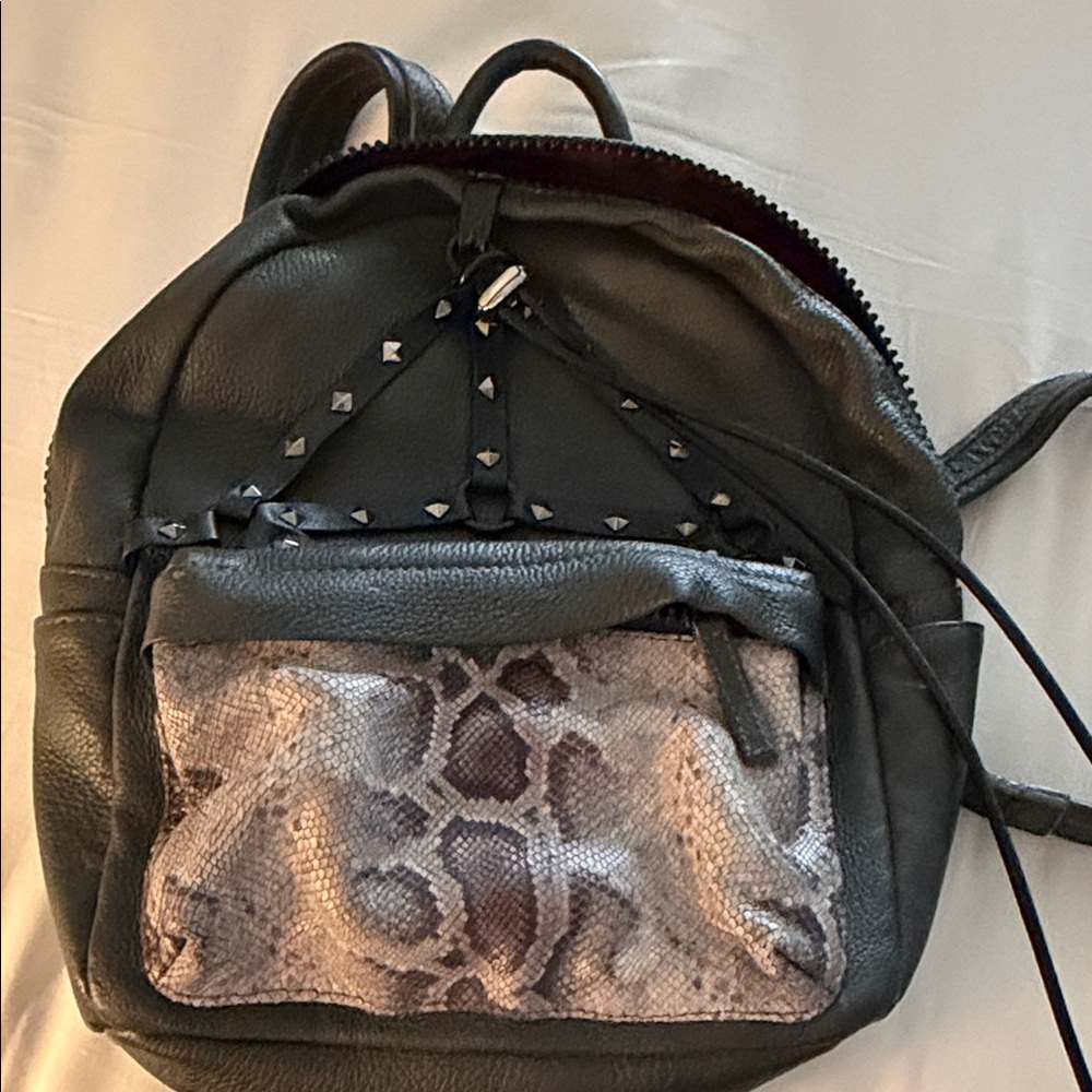 Edgy- Cool  Black and Snake Print Women's Backpack